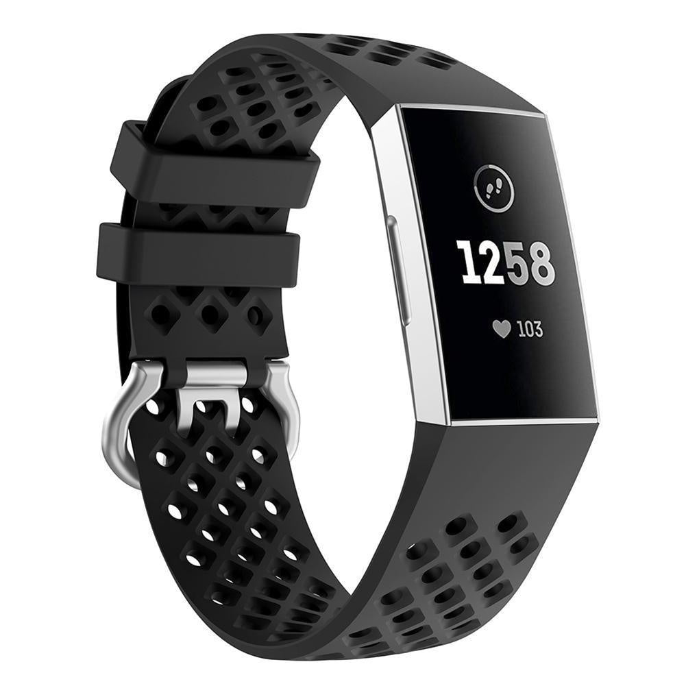 Fitbit Charge 3 siliconen bandje met gaatjes (zwart)