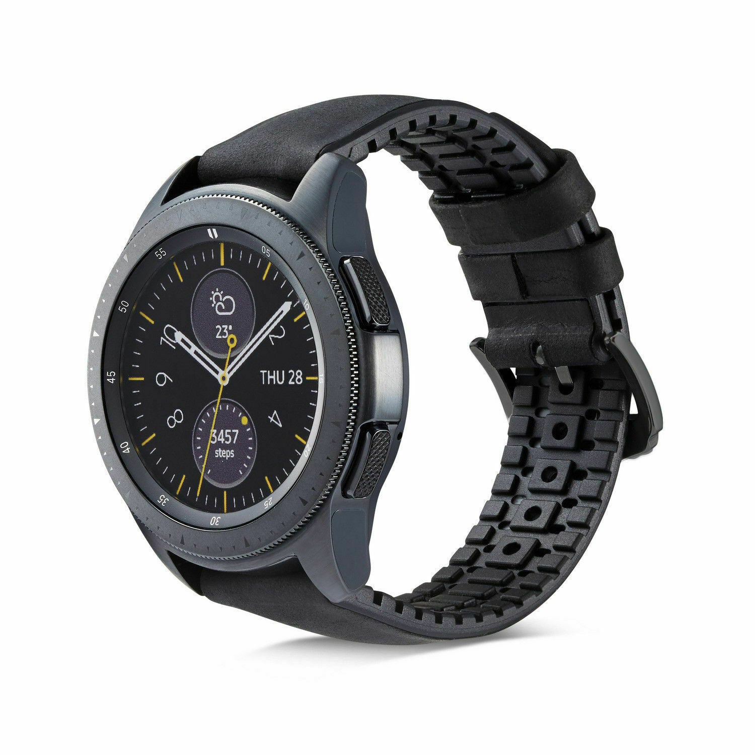 Samsung Galaxy Watch siliconen / leren bandje 41mm / 42mm (zwart)