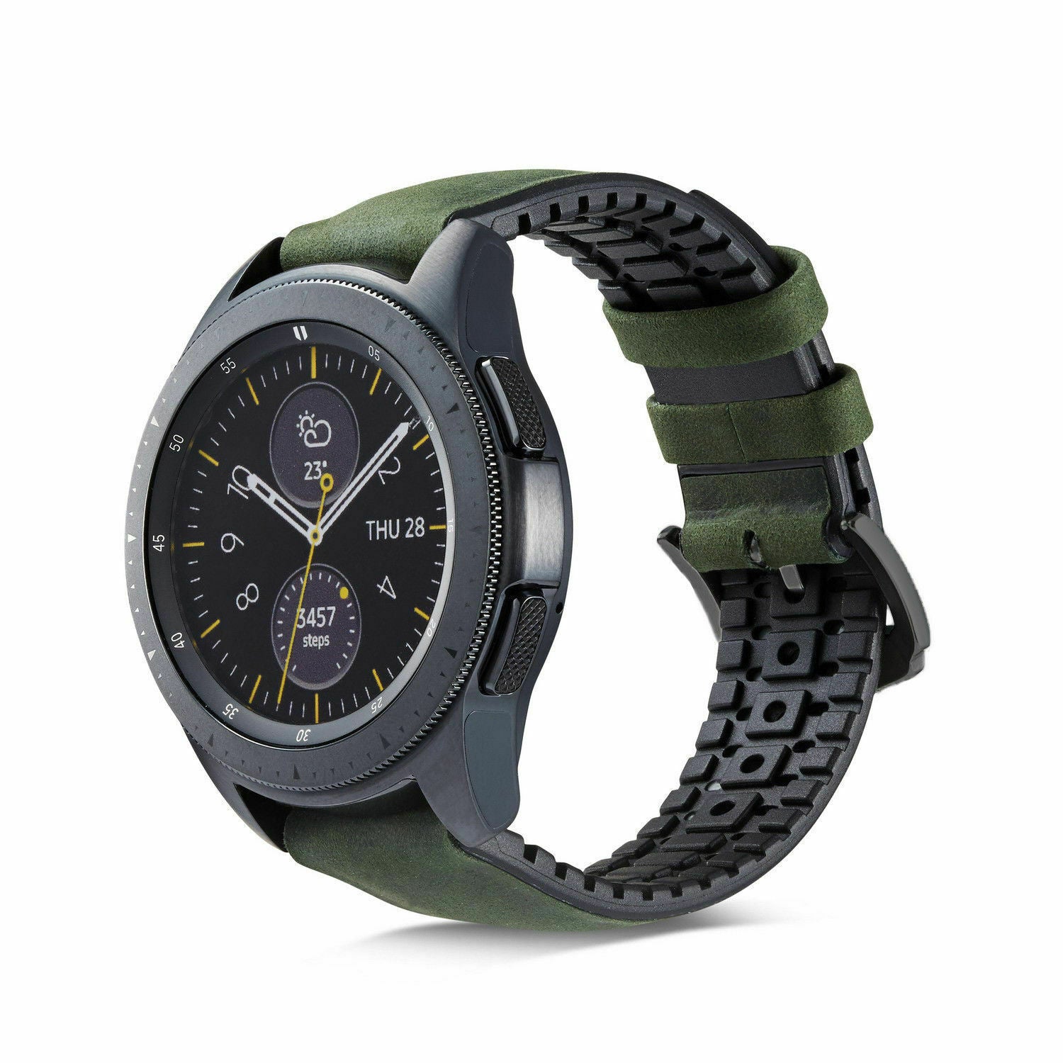 Samsung Galaxy Watch siliconen / leren bandje 41mm / 42mm (zwart/groen)