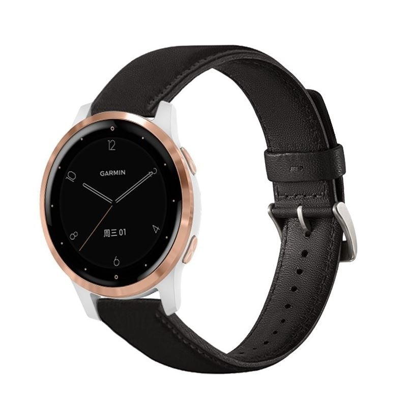 Garmin Vivoactive 4s leren bandje - 40mm - zwart - bandbreedte 18mm