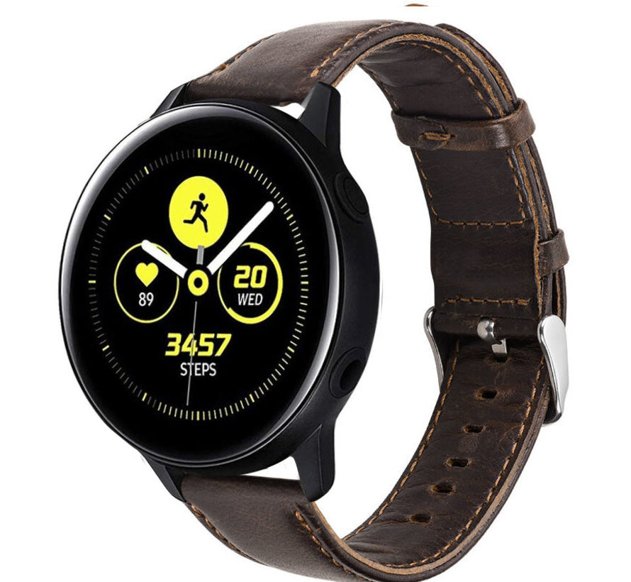 Samsung Galaxy Watch Active / Active 2 leren bandje (donkerbruin)