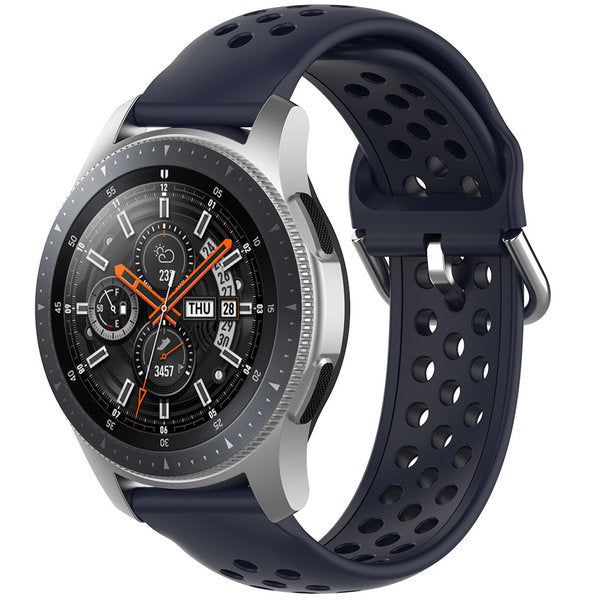 Samsung Galaxy Watch 45mm / 46mm siliconen bandje met gaatjes (donkerblauw)