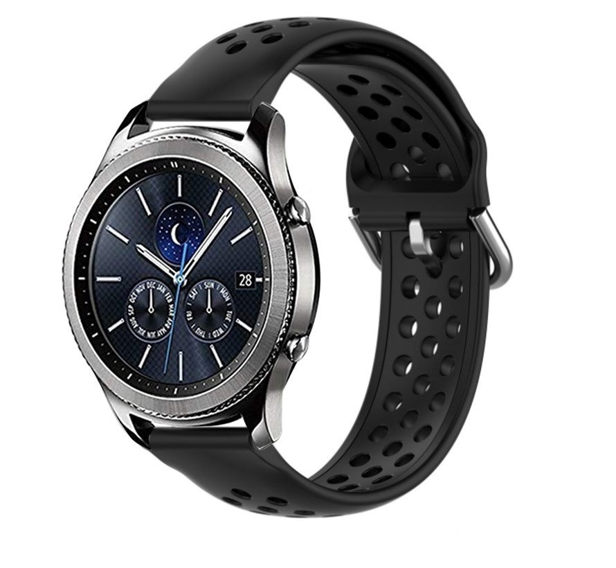 Samsung Gear S3 Classic & Frontier siliconen bandje met gaatjes (zwart)