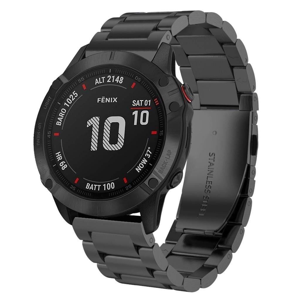 Garmin Fenix 5x / 6x stalen band (zwart)