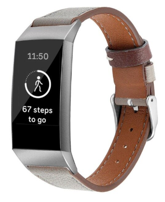 Fitbit Charge 4 leren bandje (donkergrijs)