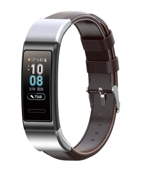 Huawei band 3 / 4 Pro leren bandje (donkerbruin)