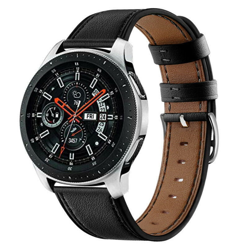 Samsung Galaxy Watch 46mm bandje leer (strak zwart)