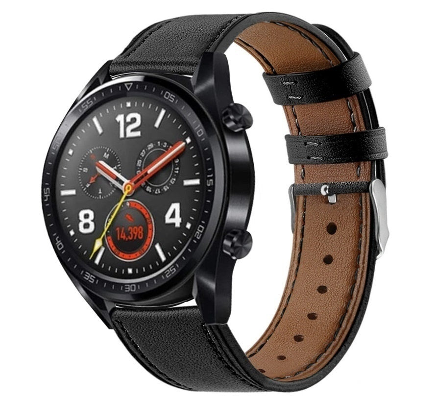 Huawei Watch GT 2 bandje leer (strak zwart)