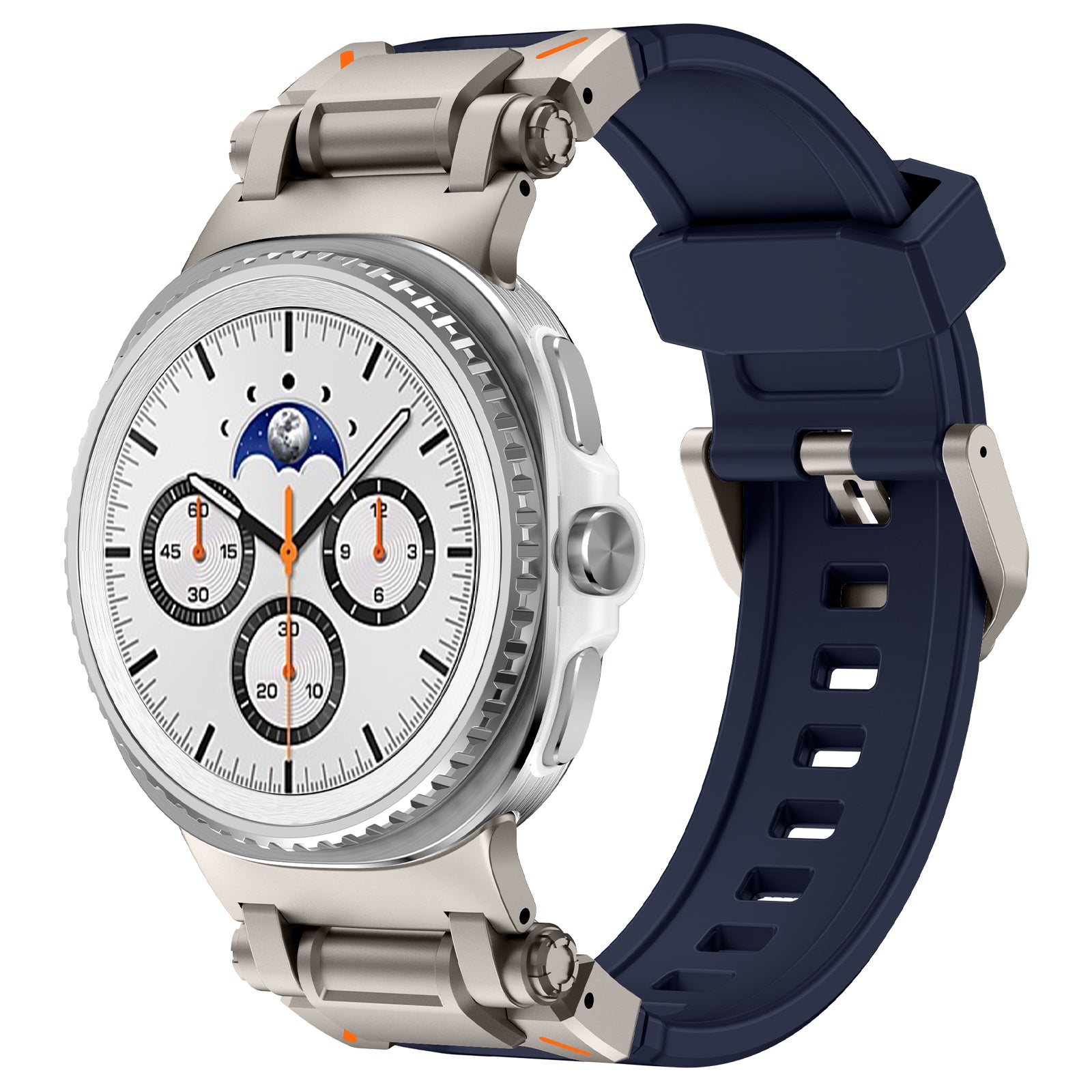 Samsung Galaxy Watch 8 - 40mm 'Explorer' silicone band (blauw met titanium)