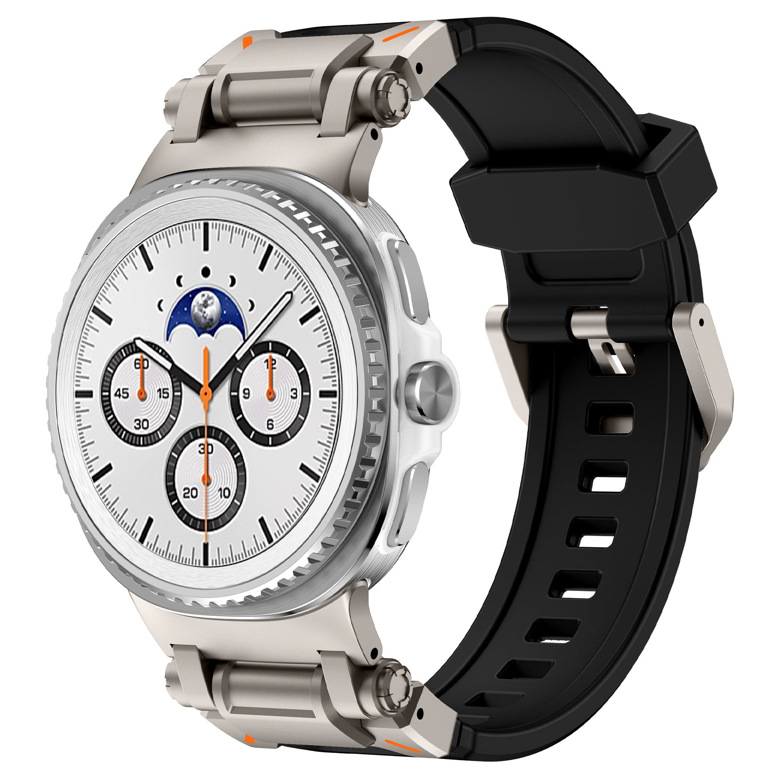 Samsung Galaxy Watch 8 - 44mm 'Explorer' silicone band (zwart met titanium)