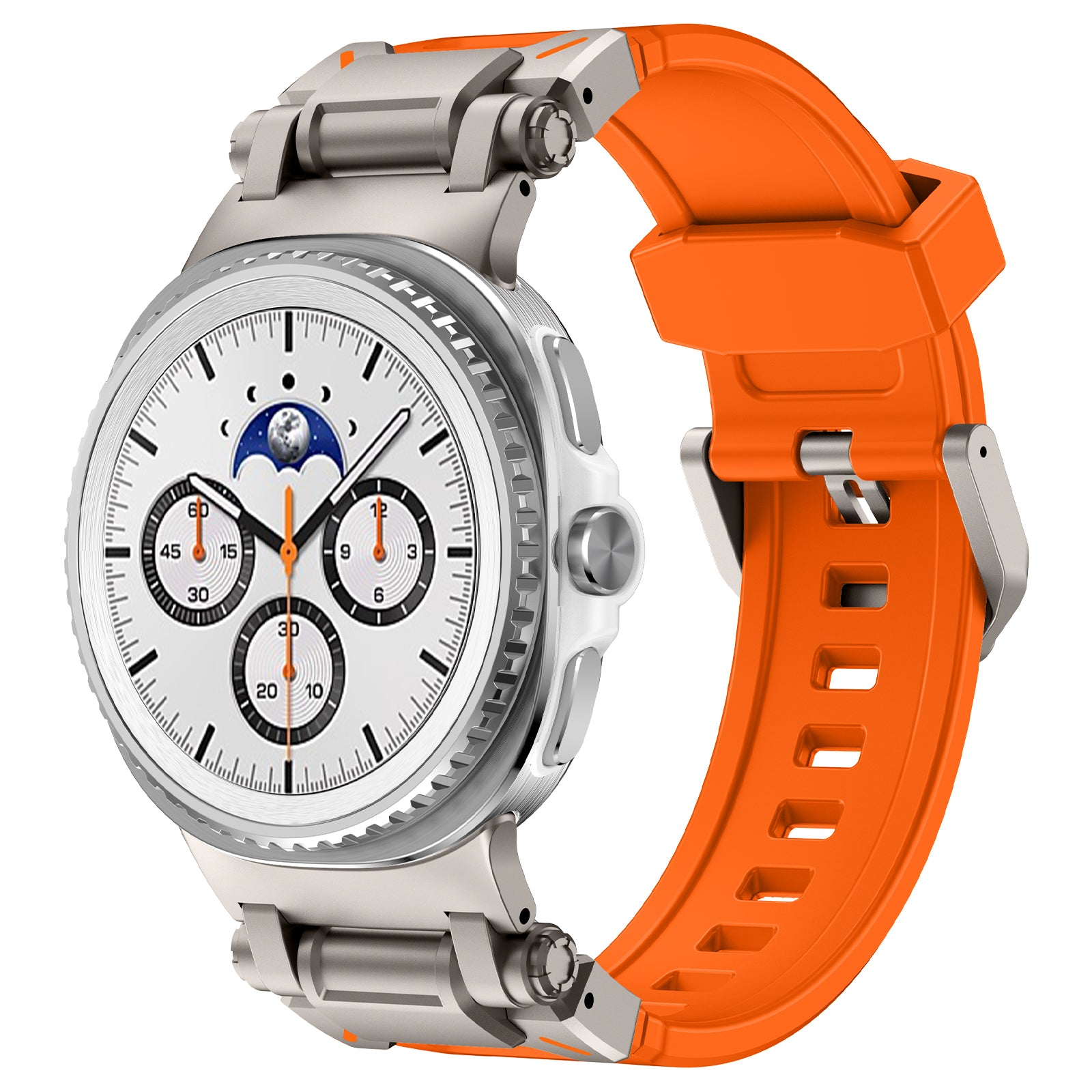 Samsung Galaxy Watch 8 - 44mm 'Explorer' silicone band (oranje met titanium)