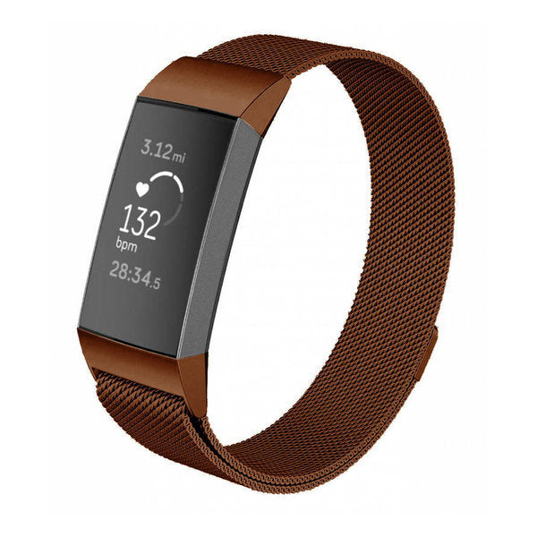 Fitbit Charge 3 Milanese band (bruin)