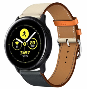 Samsung Galaxy Watch Active / Active 2 leren bandje (wit/donkerblauw)