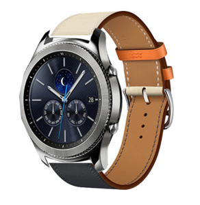 Samsung Gear S3 Classic & Frontier leren bandje (wit/donkerblauw)
