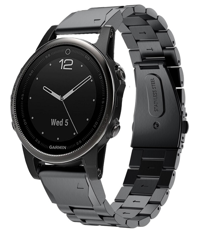 Garmin Fenix 5s / 6s stalen band (zwart)