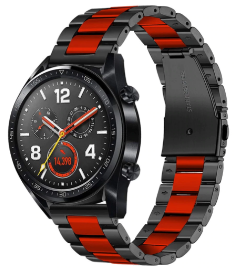 Huawei Watch GT 2 stalen band (zwart/rood)