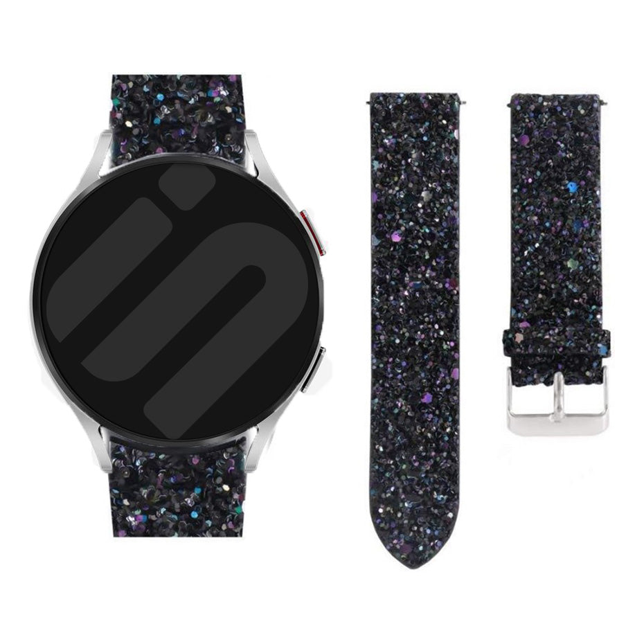 Amazfit Bip 3 (Pro) leren glitter bandje (zwart)