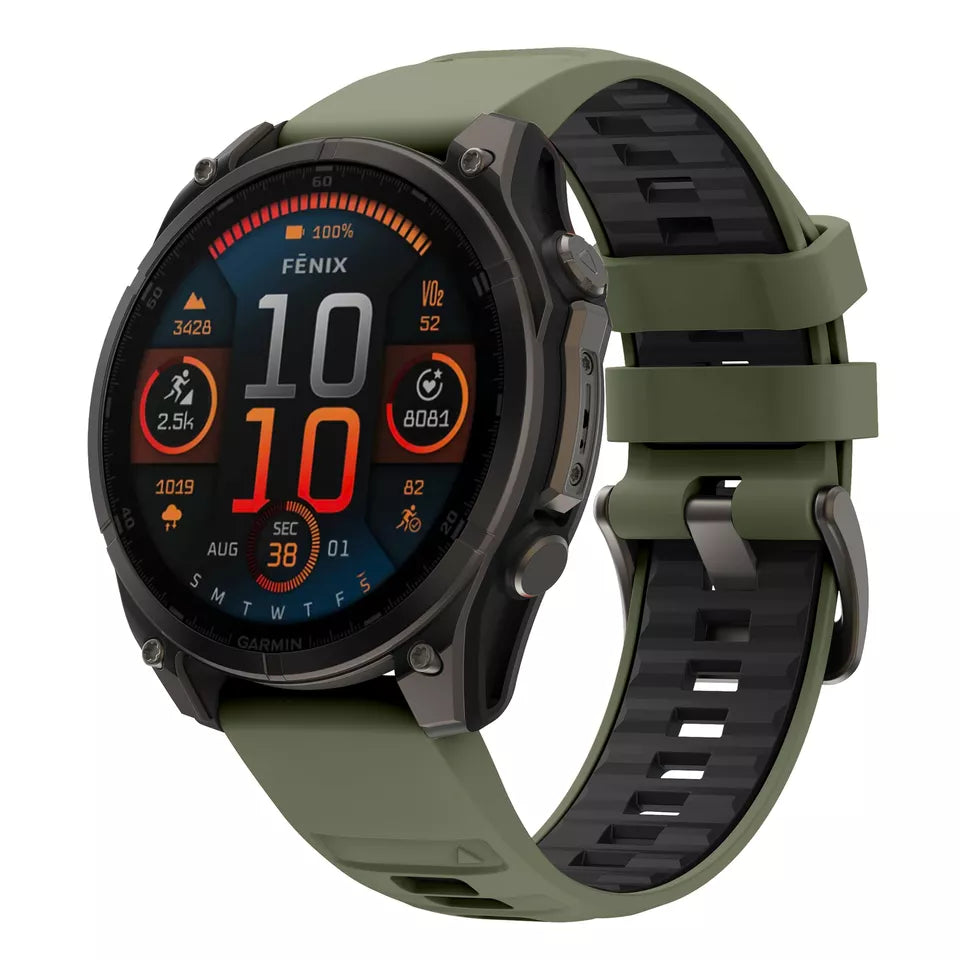 Garmin Fenix 8 Pro - 51mm sport gesp band (olijfgroen/zwart)