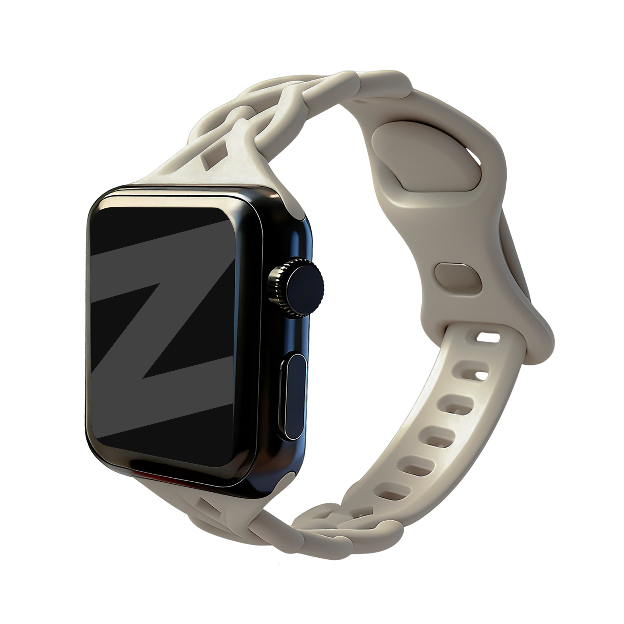Bandz Apple Watch siliconen band 'Braided' (lichtbeige)