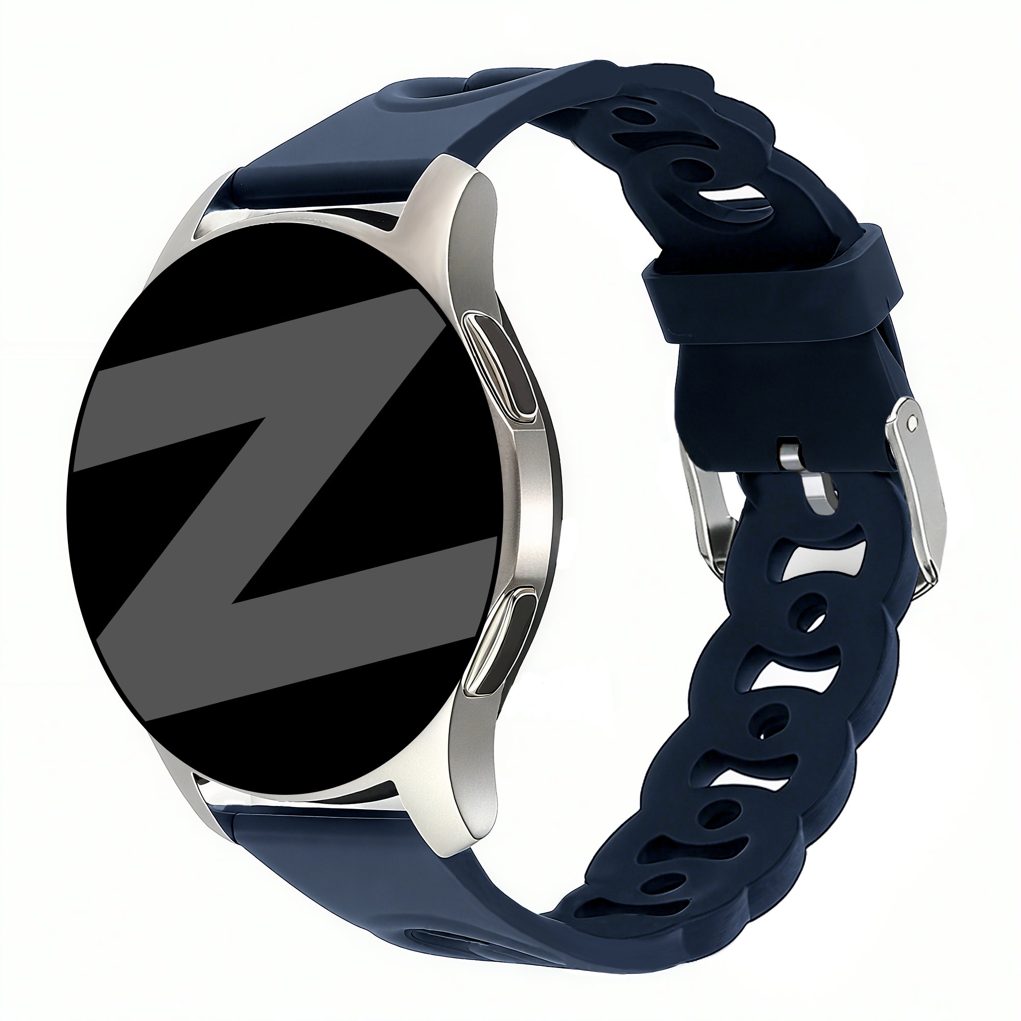 Bandz Samsung Galaxy Watch FE siliconen band 'Chains' (donkerblauw)