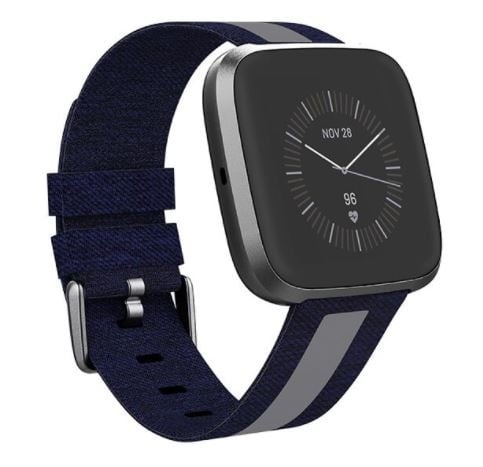 Apple Watch geweven nylon gesp band (blauw/grijs)