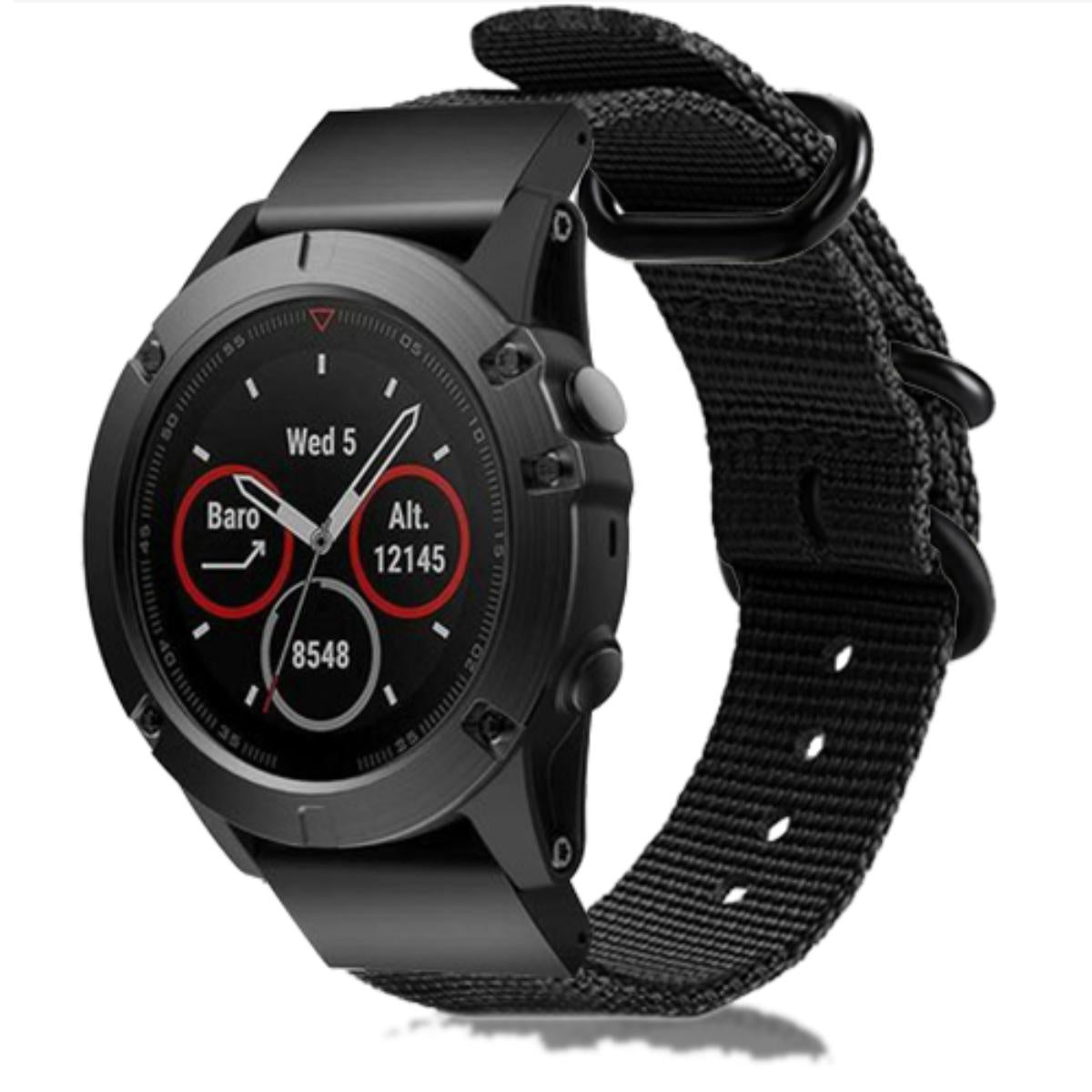 Garmin Fenix 7 nylon gesp band (zwart)