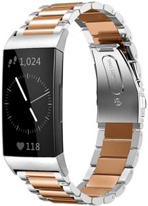 Fitbit Charge 4 stalen bandje (zilver/ros&eacute; goud)