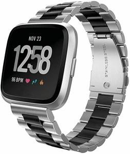 Fitbit Versa / Versa 2 stalen bandje (zilver/zwart)