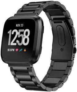 Fitbit Versa / Versa 2 stalen bandje - RVS - zwart