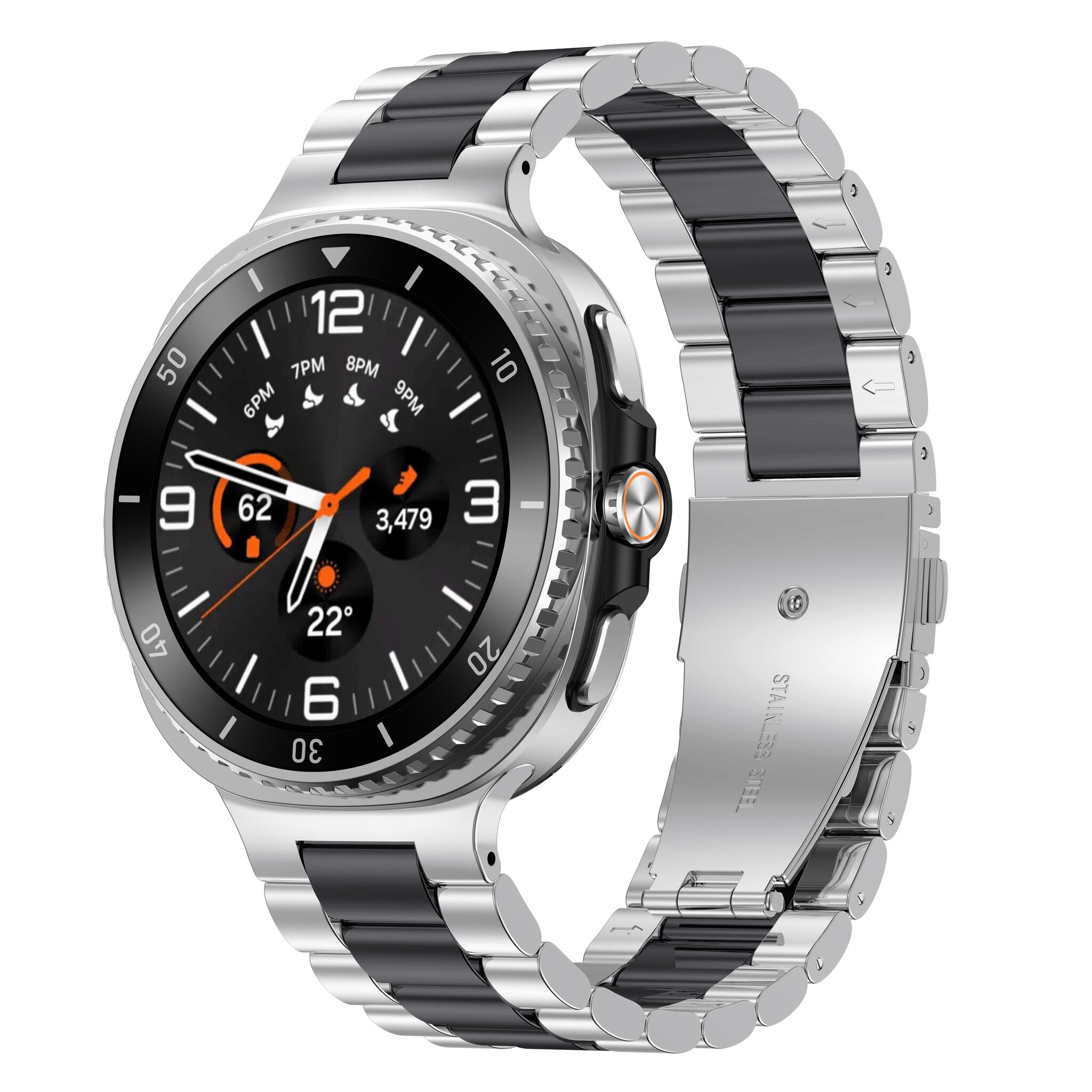Samsung Galaxy Watch 8 - 44mm stalen bandje (zilver/zwart)