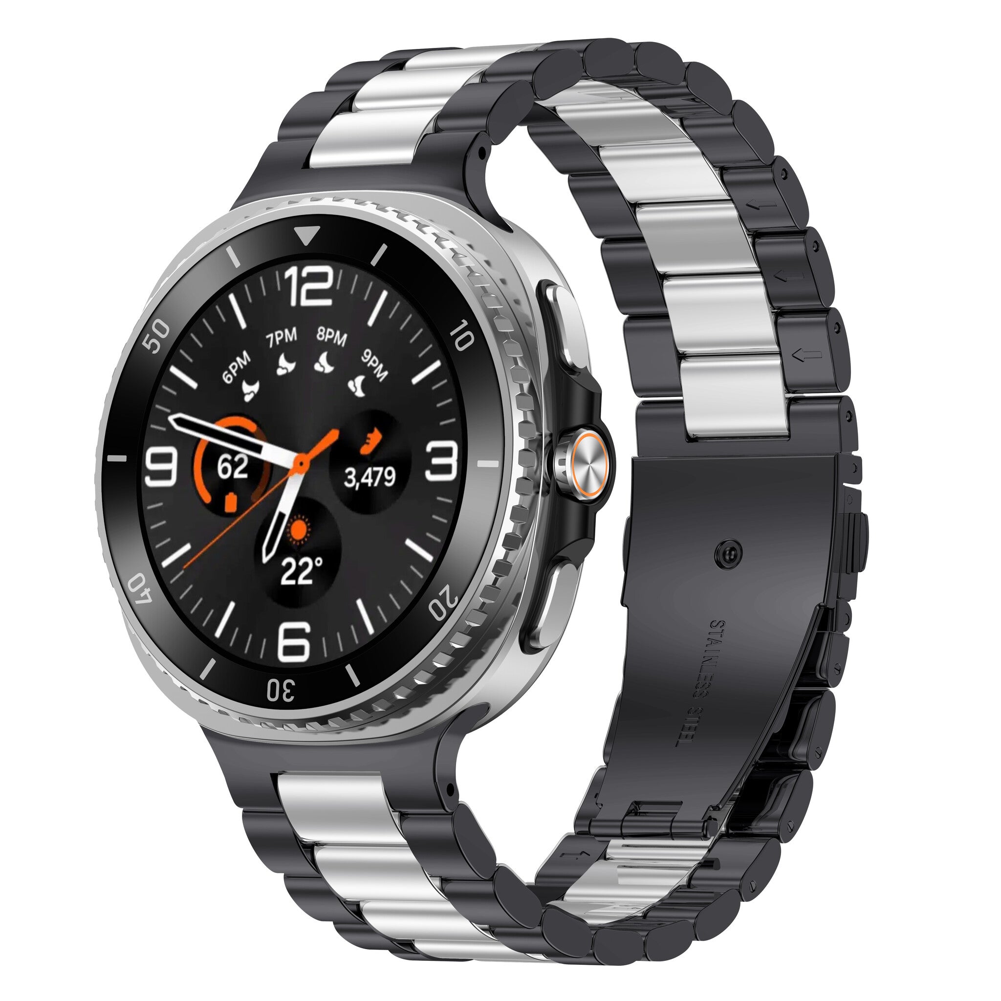 Samsung Galaxy Watch 8 - 44mm stalen bandje (zwart/zilver)