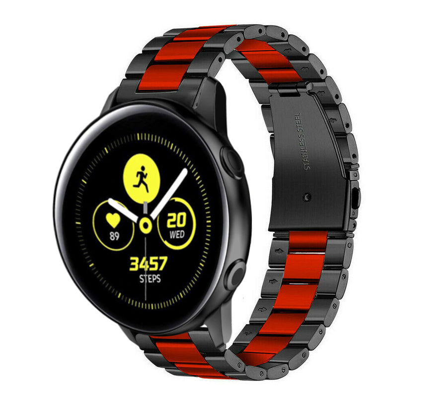 Samsung Galaxy Watch Active / Active2 stalen bandje (zwart/rood)