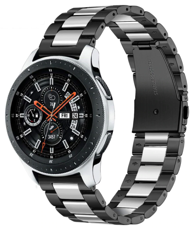Samsung Galaxy Watch 46mm stalen bandje (zwart/zilver)