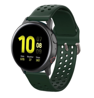 Samsung Galaxy Watch Active / Active2 siliconen bandje met gaatjes (legergroen)