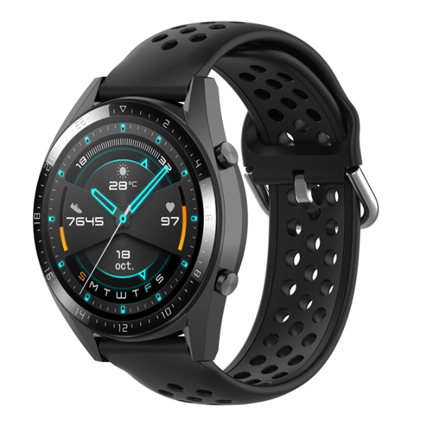 Huawei Watch GT 2 siliconen bandje met gaatjes (zwart)