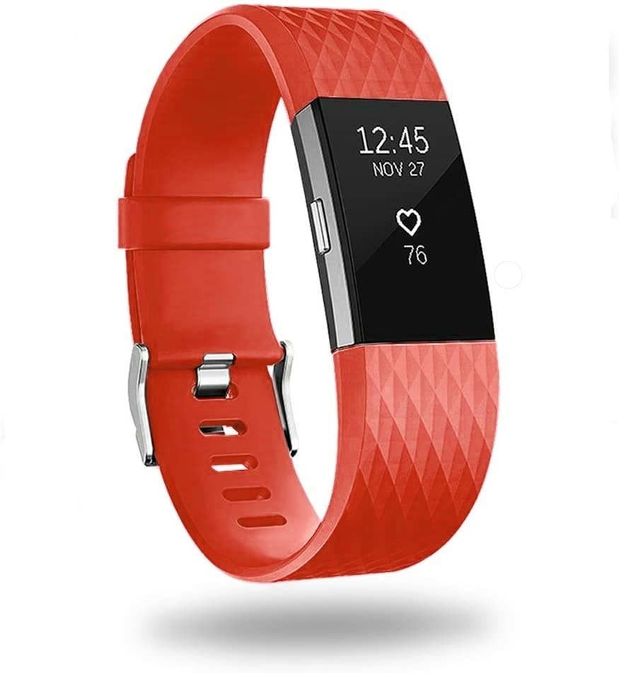 Fitbit Charge 2 diamant silicone band (rood)