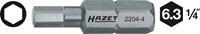 HAZET Bit 2204-2.5 - Sechskant massiv 6,3 (1/4 Zoll) - Innen-Sechskant Profil - 2.5 mm