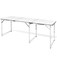 vidaXL Campingtisch zusammenklappbar höhenverstellbar Aluminium 180 x 60 cm Weiß