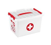 Sunware Stapelbare Q-line opbergbox EHBO 22 liter - wit/rood - 26x30x40 cm