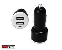 Pro Plus autolader USB dubbel 12/24 Volt 3,1A zwart/zilver