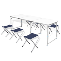 vidaXL Campingtisch mit 6 Klappstühlen höhenverstellbar Aluminium 180 x 60 cm Weiß