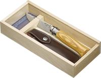 Opinel Taschenmesser No. 08 in Holzbox ink. Etui, Olivenholz