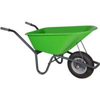 Kruiwagenwinkel.nl Kruiwagen gecoat 100 liter lime groen - Anti-lek band