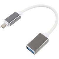 MicroUSB / USB OTG Kabel Adapter - 16cm - Wit / Zilver