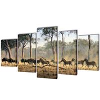 vidaXL Bilder Dekoration Set Zebras 100 x 50 cm Mehrfarbig