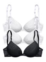 Petite fleur Push-up-bh met beugel en uitneembare vullingen, dessous (Set van 3)