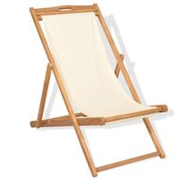 vidaXL Liegestuhl Teak 56×105×96 cm  Creme