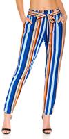 Trendy Bouclé cloth pants with belt Turquoise