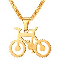 mendes Heren ketting met hanger edelstaal Gold Bicycle
