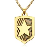 mendes Herenketting Edelstaal Verguld Camouflage Ster Schild